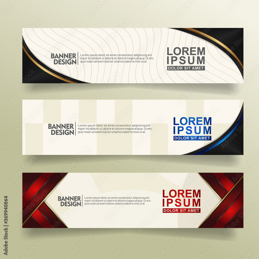 Leinwandbilder set abstract banner template design with flow line shape ornate on modern pattern background