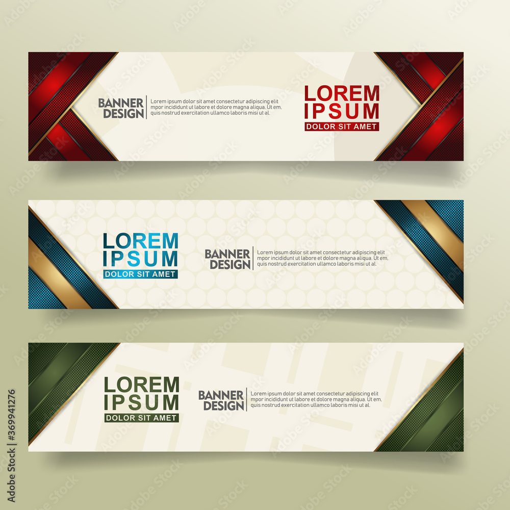 Aufkleber set abstract banner template design with flow line shape ornate on modern pattern background
