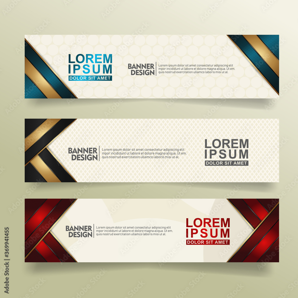 Aufkleber set abstract banner template design with flow line shape ornate on modern pattern background