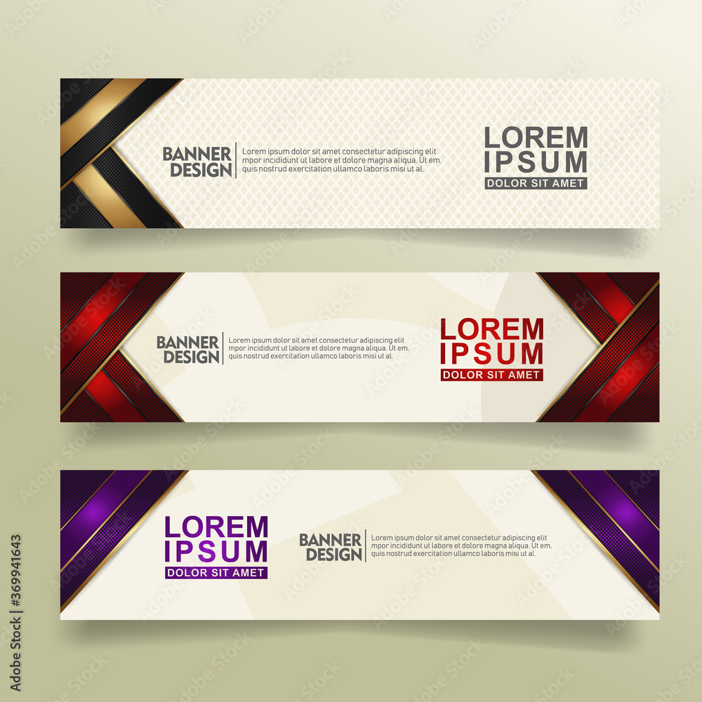 Fototapete set abstract banner template design with flow line shape ornate on modern pattern background