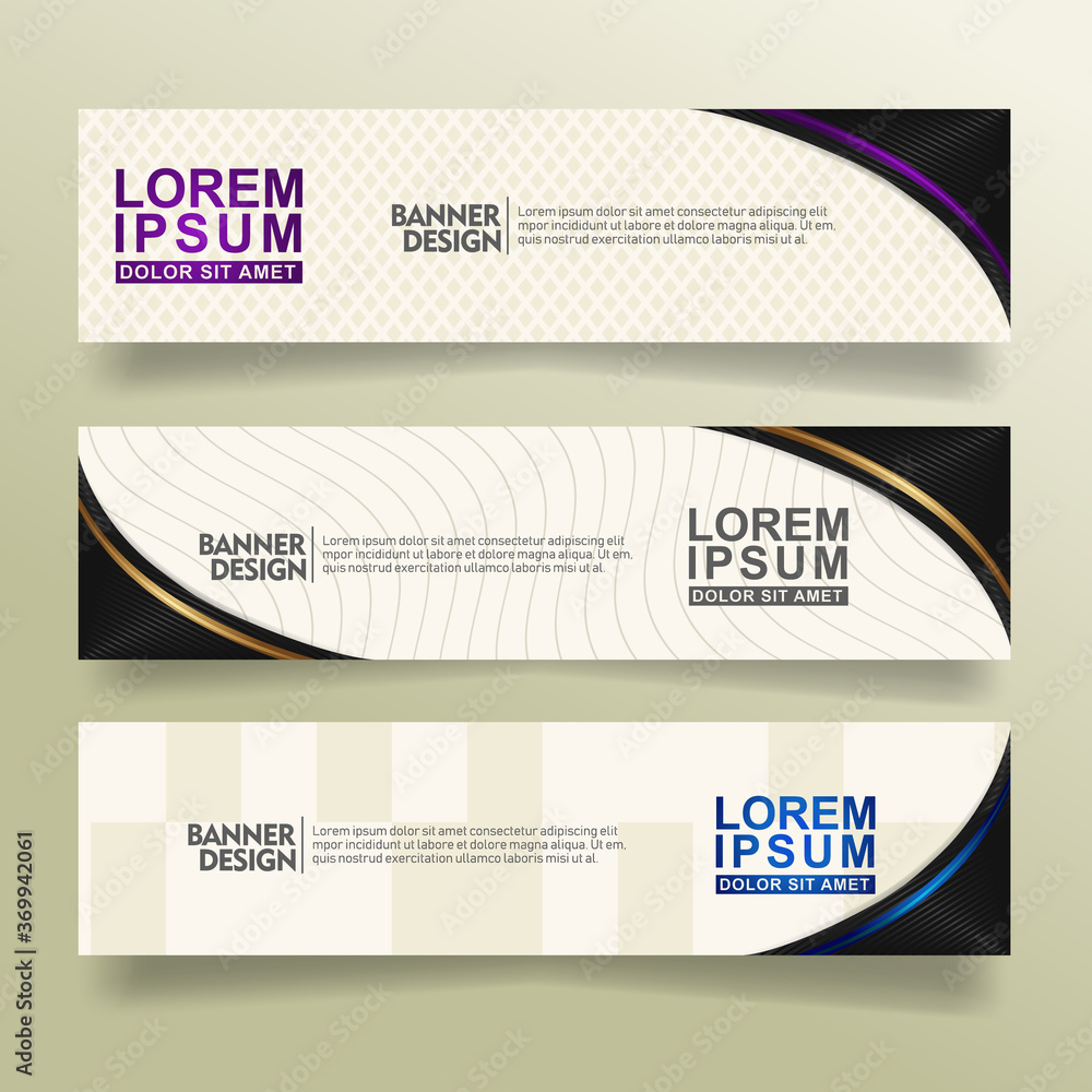 Aufkleber set abstract banner template design with flow line shape ornate on modern pattern background