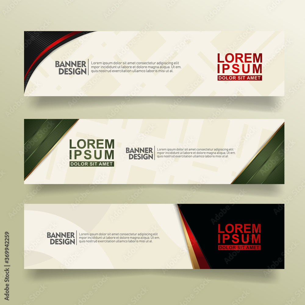 Poster set abstract banner template design with flow line shape ornate on modern pattern background