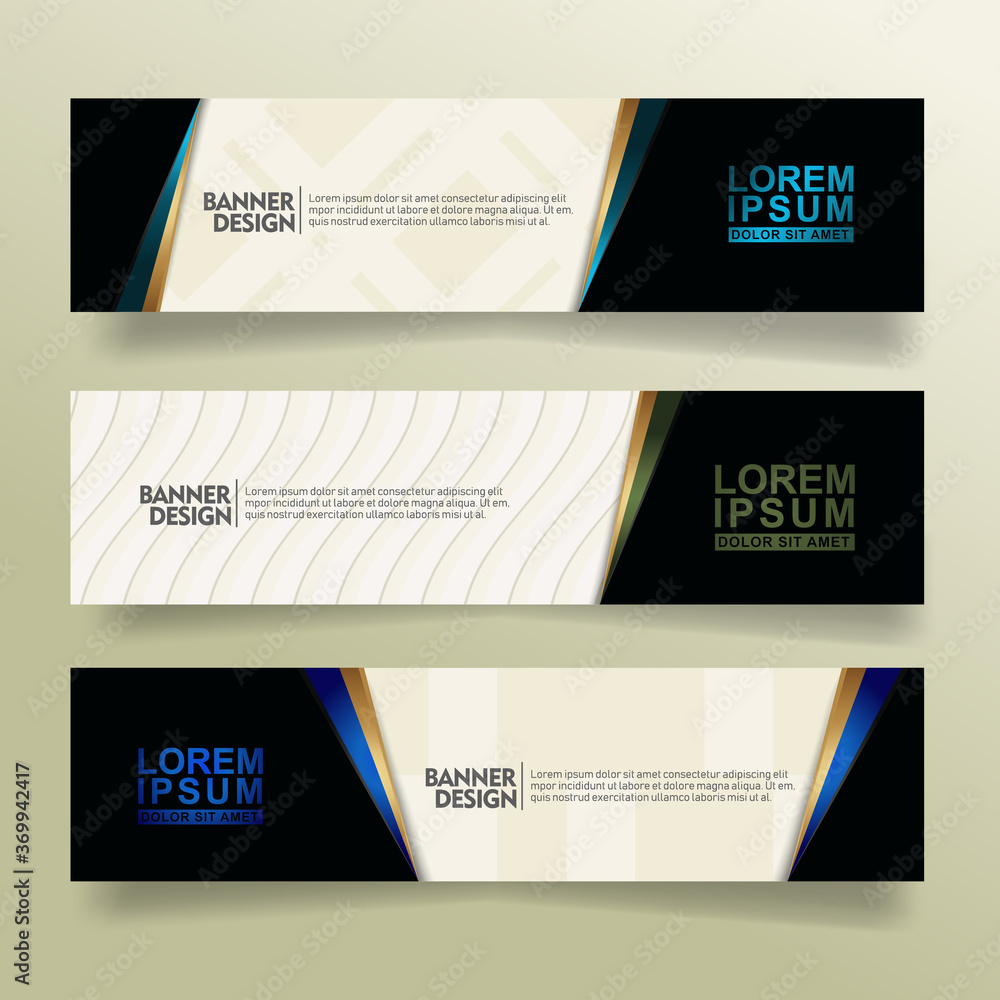 Fototapete set abstract banner template design with flow line shape ornate on modern pattern background