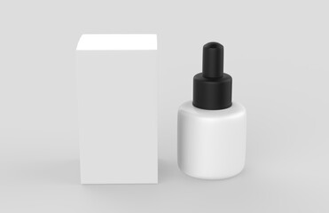 Editable  dropper bottle and cap. Contains accurate mesh to wrap your design with envelope distortion. 3d illustration