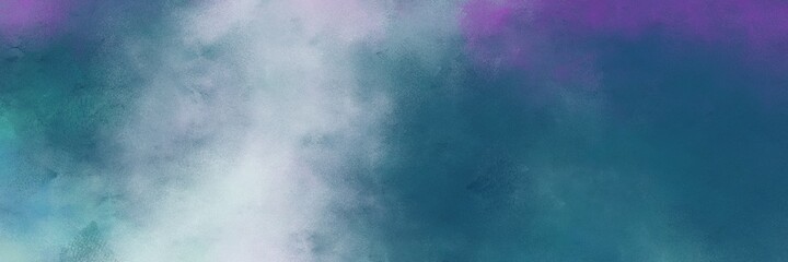 decorative abstract painting background texture with teal blue and pastel blue colors and space for text or image. can be used as horizontal background texture