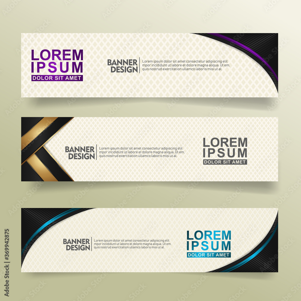 Aufkleber set abstract banner template design with flow line shape ornate on modern pattern background