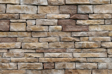 natural tan and brown thin cut stacked stone block wall