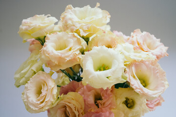 Lisianthus bouquet on white background 