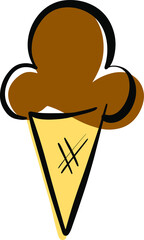 Cartoon Ice Cream In a Cone Vector Illustration