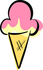 Cartoon Ice Cream In a Cone Vector Illustration