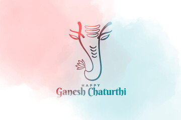 beautiful ganesh chaturthi festival watercolor background design - obrazy, fototapety, plakaty