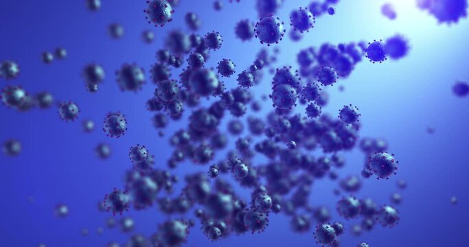 Dangerous Flu Virus Outbreak. Viruses Under Microscope. Seamless Loop. Health And Science Related High Quality Seamless Loop Virus CG Animation.
