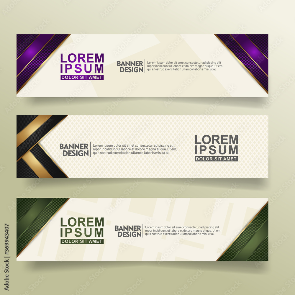 Aufkleber set abstract banner template design with flow line shape ornate on modern pattern background