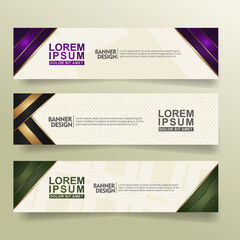 set abstract banner template design with flow line shape ornate on modern pattern background