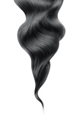 Black shiny hair on white background, isolated