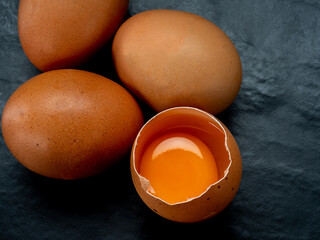 Eggs on a red background