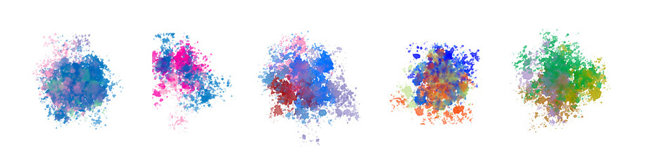 set of watercolor splatters in many colors design
