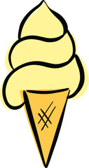 Cartoon Ice Cream In a Cone Vector Illustration