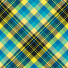 Seamless pattern in simple yellow, blue and black colors for plaid, fabric, textile, clothes, tablecloth and other things. Vector image. 2