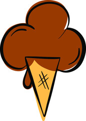 Cartoon Ice Cream In a Cone Vector Illustration