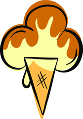 Cartoon Ice Cream In a Cone Vector Illustration