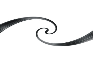 Swirled long black hair strand on white, isolated