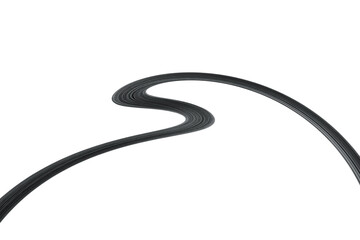 Swirled long black hair strand on white, isolated