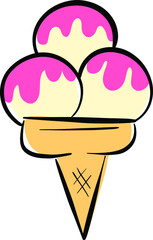 Cartoon Ice Cream In a Cone Vector Illustration