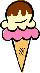 Cartoon Ice Cream In a Cone Vector Illustration