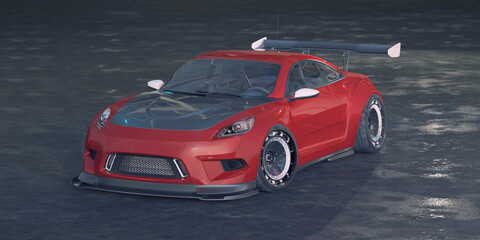 3D rendering of a brand-less generic car	