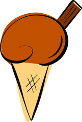 Cartoon Ice Cream In a Cone Vector Illustration