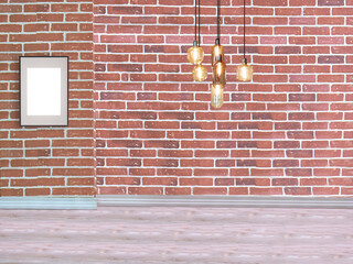 red brick wall and empty space interior design