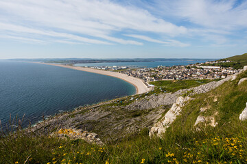 Fototapeta premium Chesil Beach from the top of Portland