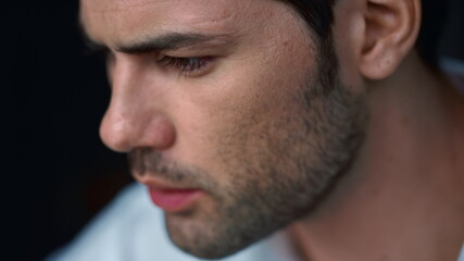 Obraz premium Serious businessman portrait. Closeup male employee working indoors