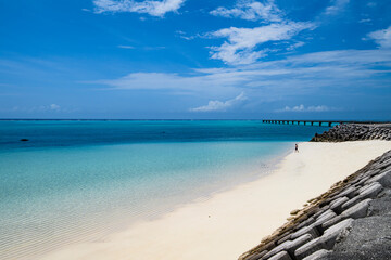 Beautiful 17 End Beach of Miyako Island with Blue Sky