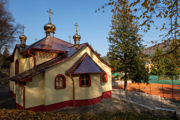 a church in the autumn