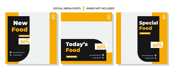 Yellow Black Food Social Media Banner Post