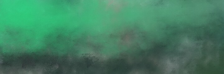 decorative sea green, medium sea green and dark slate gray colored vintage abstract painted background with space for text or image. can be used as horizontal background texture