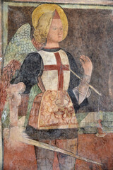 Fresque de saint Michel de la chapelle San Pantaleone de Gavignano, Corse