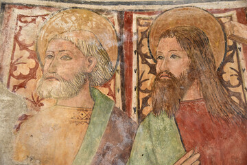 Fresque aux ap&ocirc;tres de la chapelle San Pantaleone de Gavignano, Corse