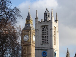 Fototapeta na wymiar LONDON, BIG BEN AND ST MARGARET'S CHURCH.