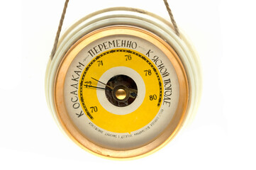 Unbranded vintage barometer, the English translation of the text on the top is Rain, Change and...