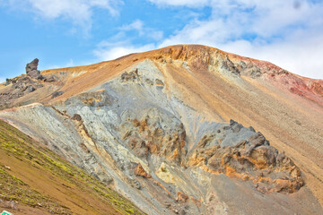 colored mountains of the volcanic landscape of Landmannalaugar. Iceland