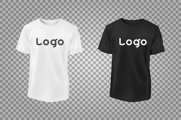 Realistic t-shirt mockup isolated on transparent background. Vector illustration.