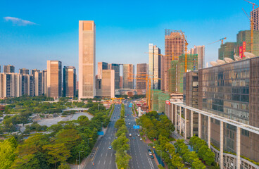 Aerial scenery of Dongping new town, Foshan City, Guangdong Province, China