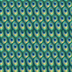 Foto op Plexiglas Pauw Naadloos patroon van pauwstaart. Ontwerp voor textiel en behangpapier