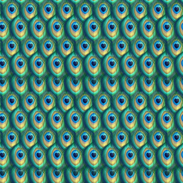 Seamless pattern of peacock tail. Design for textile and walpapers