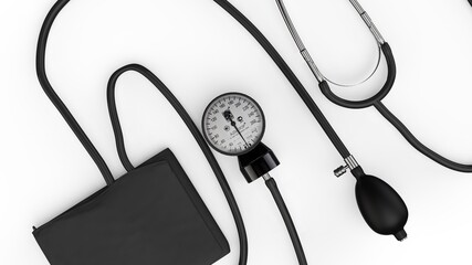 sphygmomanometr, stethoscope