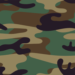 Military camouflage seamless pattern. Khaki texture. Trendy background. Abstract color vector illustration. For design wallpaper, wrapping paper, fabric.