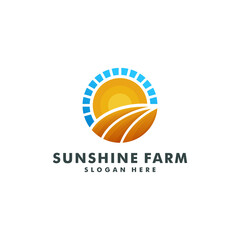 Farm logo template design. sun creative icon vector. sunshine nature logotype